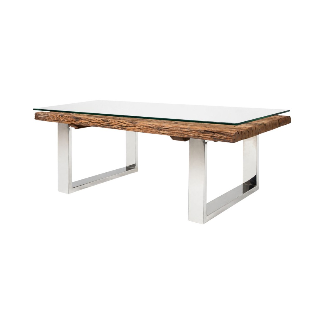 Table basse RAFTA 110cm avec plateau en verre