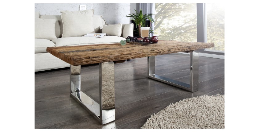 Table basse RAFTA 110cm en bois mise en situation