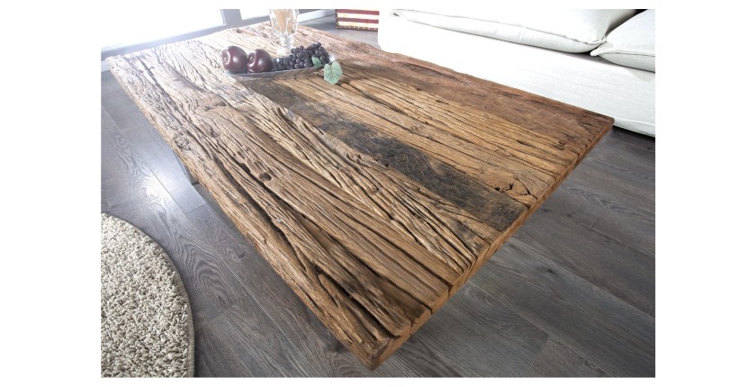 Table basse RAFTA 110cm en bois vue de haut
