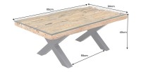 Table basse RAFTA 110cm en bois de Teck avec plateau en verre dimensions