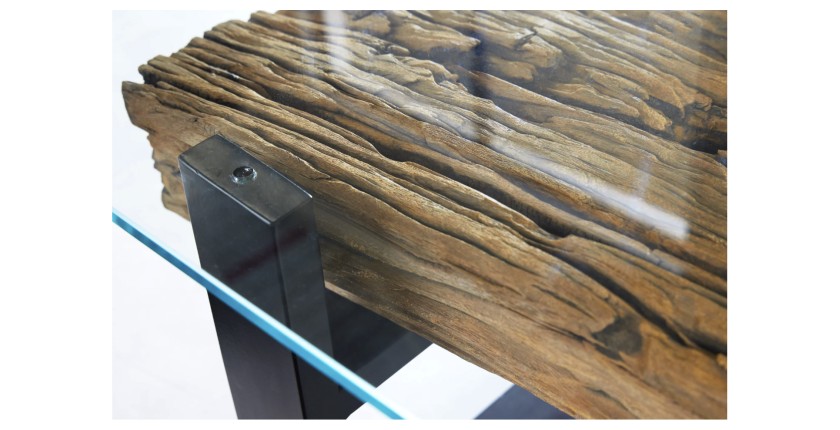 Zoom sur le plateau de la table basse RAFTA 130cm