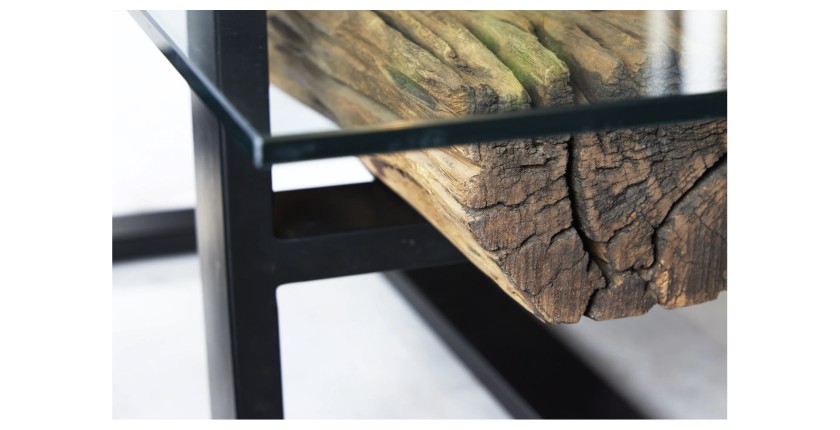 Zoom le bord du plateau de la table basse RAFTA 130cm