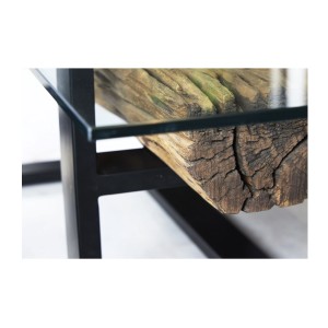 Zoom le bord du plateau de la table basse RAFTA 130cm