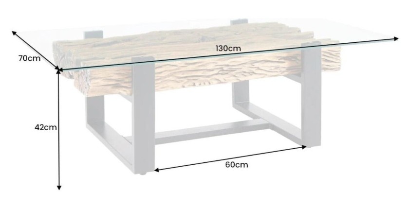 Table basse RAFTA 130cm dimensions