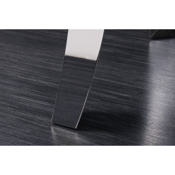 Couchtisch VELENA 100 cm aus Teakholz mit Sicherheitsglas – Barockes Design mit verchromten Beinen