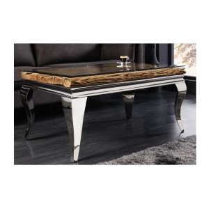 Table basse VELENA avec sous plateau en bois et plateau en verre 100cm vue de face