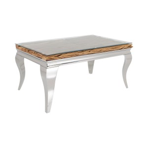 Table basse VELENA avec sous plateau en bois et plateau en verre 100cm