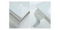 Zoom sur les détails de la table basse VELENA avec plateau en verre opaque blanc