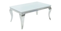 Table basse VELENA avec plateau en verre opaque blanc