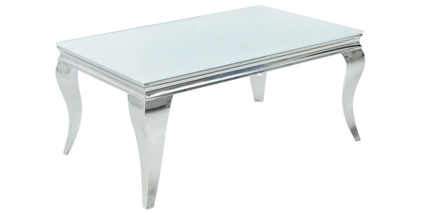 Table basse VELENA avec plateau en verre opaque blanc