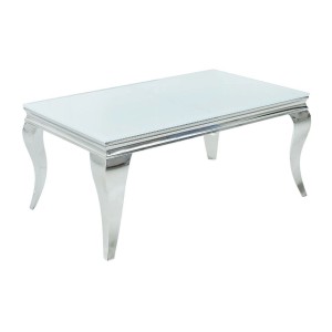 Table basse VELENA avec plateau en verre opaque blanc