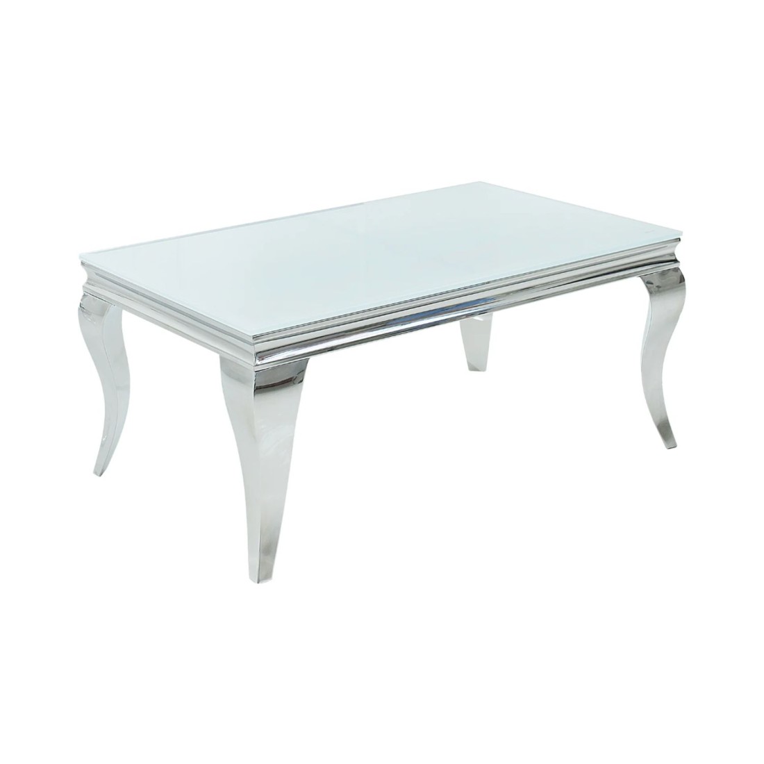 Table basse VELENA avec plateau en verre opaque blanc