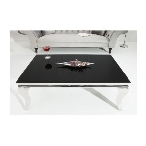 Table basse VELENA avec plateau en verre opaque noir vue de haut