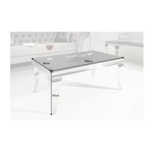 Table basse VELENA avec plateau en verre opaque noir dimensions