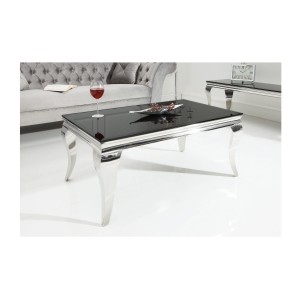 Table basse VELENA avec plateau en verre opaque noir mise en situation