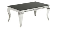 Table basse VELENA avec plateau en verre opaque noir