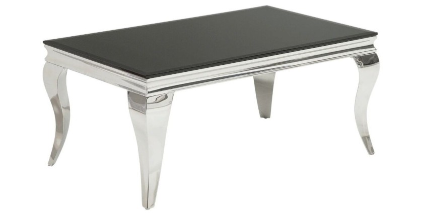 Table basse VELENA avec plateau en verre opaque noir