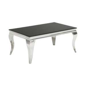 Table basse VELENA avec plateau en verre opaque noir