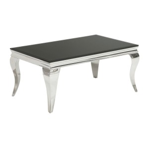 Table basse VELENA avec plateau en verre opaque noir