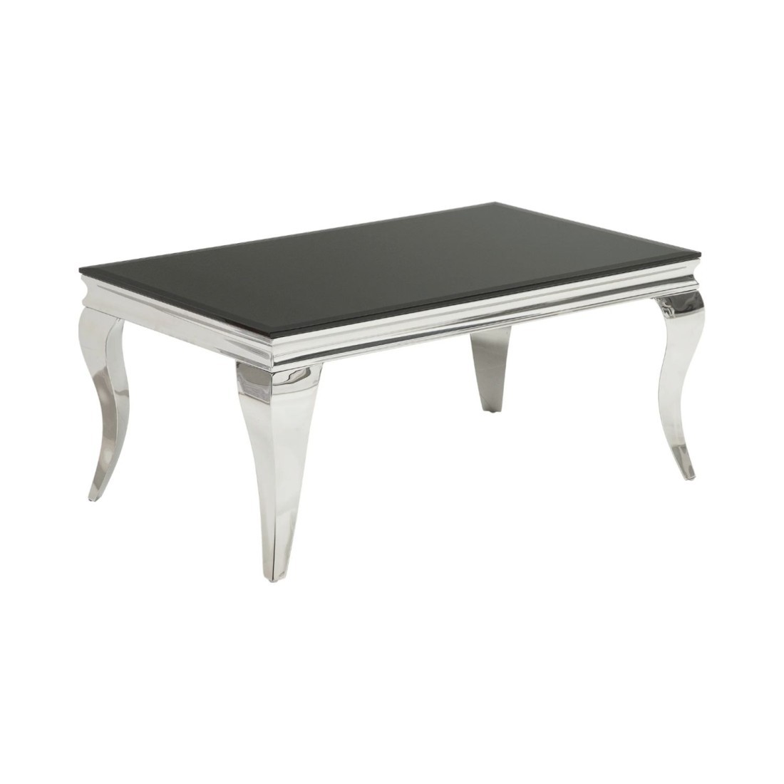 Table basse VELENA avec plateau en verre opaque noir