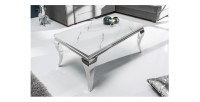 Table basse VELENA avec plateau effet marbre blanc mise en situation