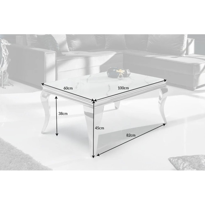 Table basse VELENA avec plateau effet marbre blanc dimensions