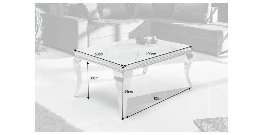 Table basse VELENA avec plateau effet marbre blanc dimensions