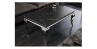 Table basse VELENA avec plateau effet marbre noir vue de haut