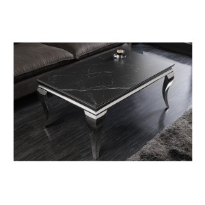 Table basse VELENA avec plateau effet marbre noir vue de haut
