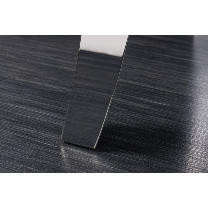 Salontafel VELENA 100 cm zwart marmer effect in gesinterde steen – Gebogen zilveren poten