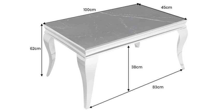 Table basse VELENA avec plateau effet marbre noir dimensions