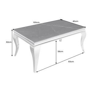 Table basse VELENA avec plateau effet marbre noir dimensions