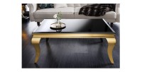 Table basse VELENA plateau noir et pieds or vue de face