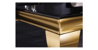 Zoom sur la tranche de la table basse VELENA plateau noir et pieds or