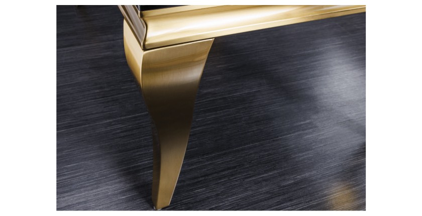 Zoom sur le pied de la table basse VELENA plateau noir et pieds or