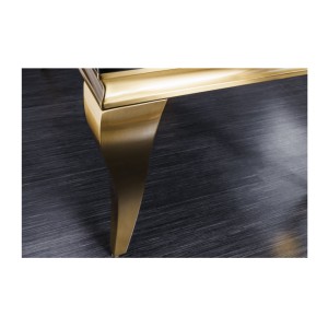 Zoom sur le pied de la table basse VELENA plateau noir et pieds or