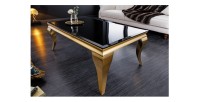 Table basse VELENA plateau noir et pieds or vue de côté