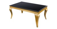 Table basse VELENA plateau noir et pieds or