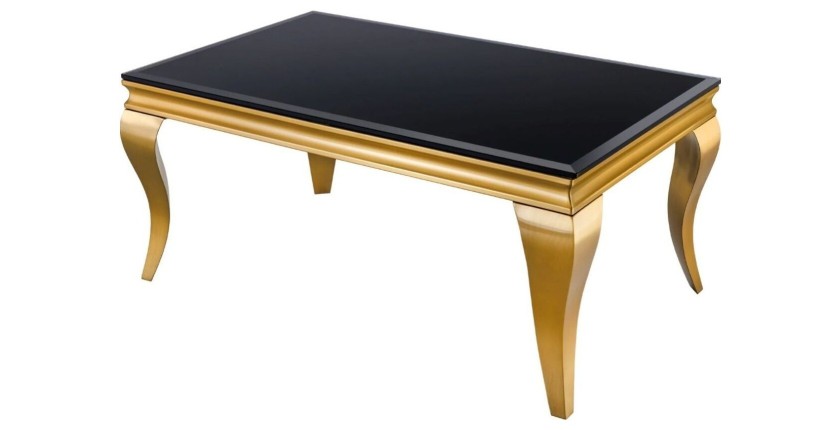 Table basse VELENA plateau noir et pieds or