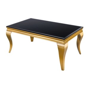 Table basse VELENA plateau noir et pieds or