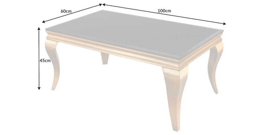 Table basse VELENA plateau noir et pieds or dimensions