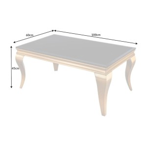 Table basse VELENA plateau noir et pieds or dimensions