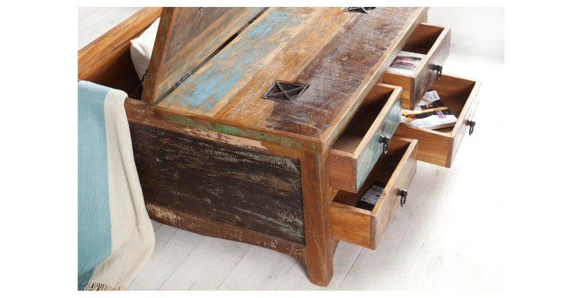 Table basse PATCHWOOD 70cm vue de côté avec espace ouvert