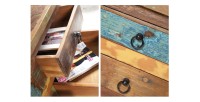 Zoom sur les détails des tiroirs de la table basse PATCHWOOD 70cm