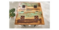 Table basse PATCHWOOD 70cm blanche et bois vue de haut