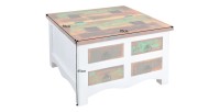 Table basse PATCHWOOD 70cm blanche et bois dimensions