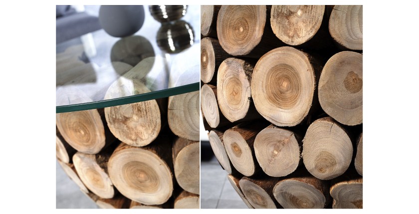 Zoom sur les détails de la table basse ARBOREA ronde 70cm