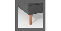 Canapé d’angle convertible HASGARD 3 places gris foncé 248x162 cm – coffre et pieds bois