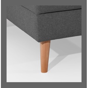 Canapé d’angle convertible HASGARD 3 places gris foncé 248x162 cm – coffre et pieds bois