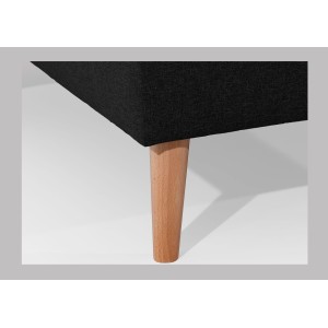 Canapé d’angle convertible HASGARD 3 places noir 248x162 cm – coffre et pieds bois